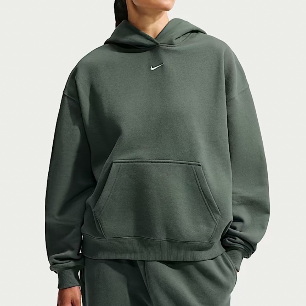 Nike Womens Phoenix Fleece Oversized Hoodie Dark Green DQ5860-391 Size M NEW